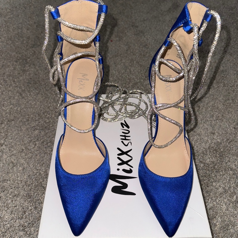 Mixx Shuz - Royal blue/shinny silver heels